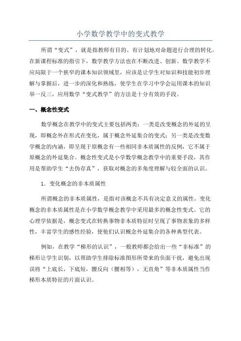 小学数学教学中的变式教学