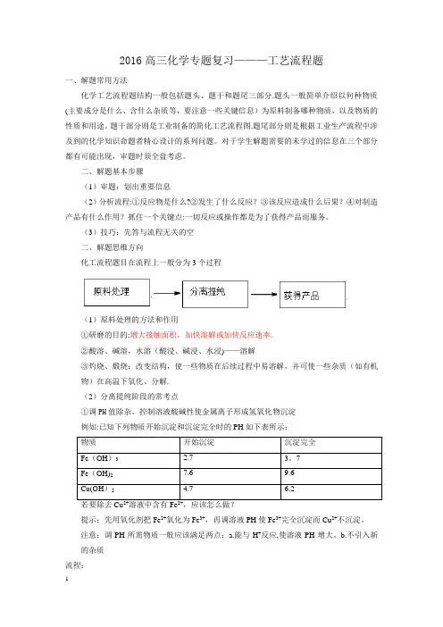 化学工艺流程题(含答案)
