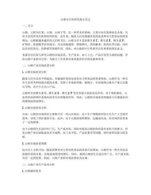 山楂可行性研究报告范文