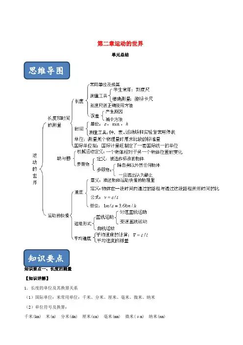 八年级物理全册第二章运动的世界单元总结(含解析)(新版)沪科版