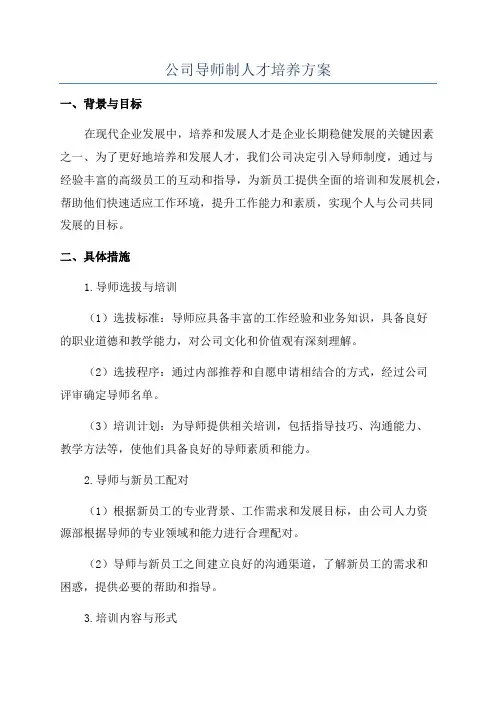 公司导师制人才培养方案