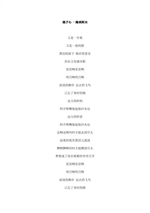 浪子心文本歌词