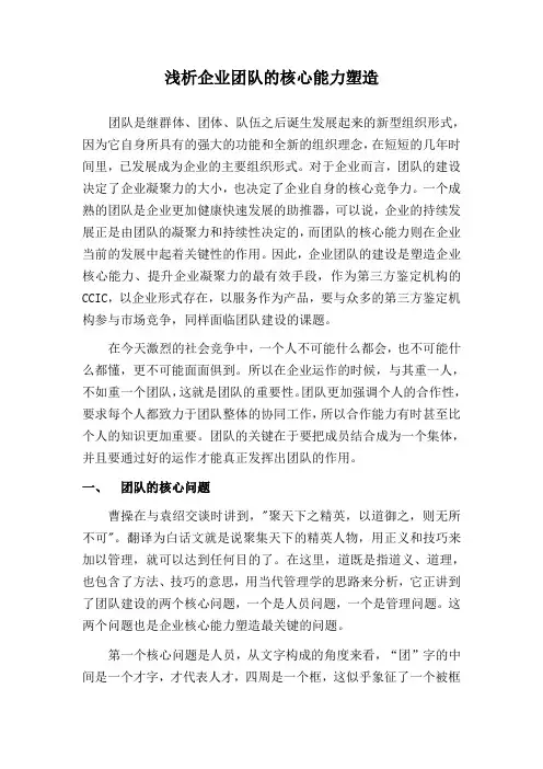 企业团队核心能力塑造