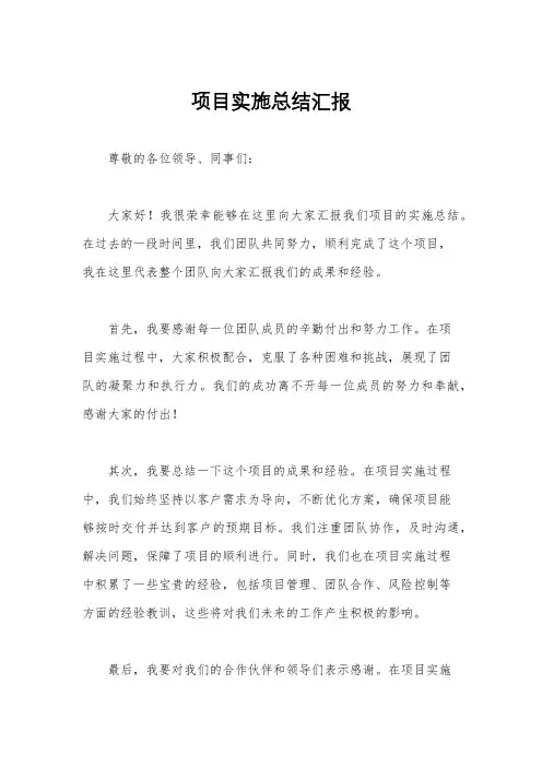 项目实施总结汇报