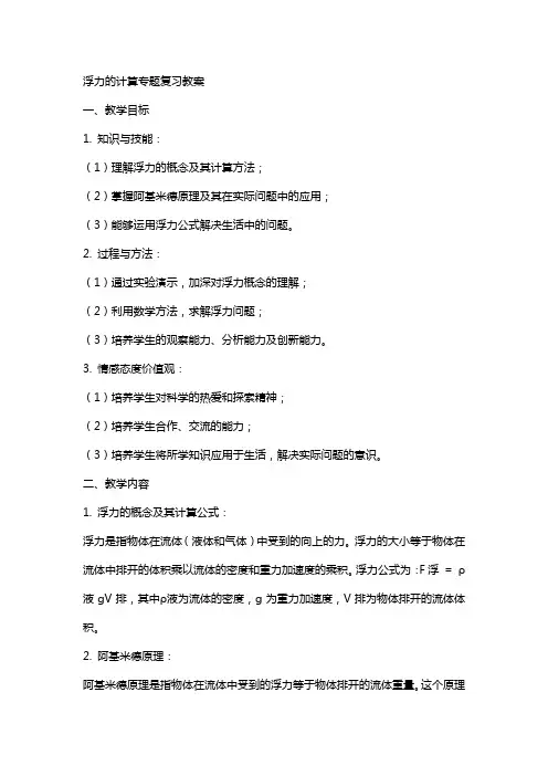 浮力的计算专题复习教案