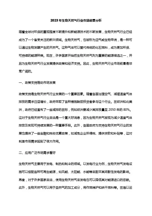 2023年生物天然气行业市场前景分析