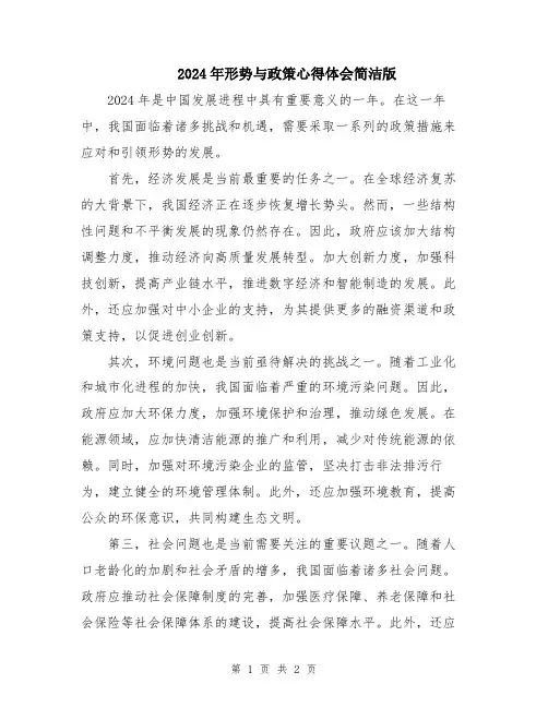 2024年形势与政策心得体会简洁版