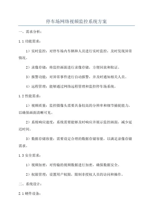 停车场网络视频监控系统方案