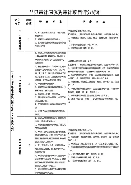 2.优秀审计项目评分标准