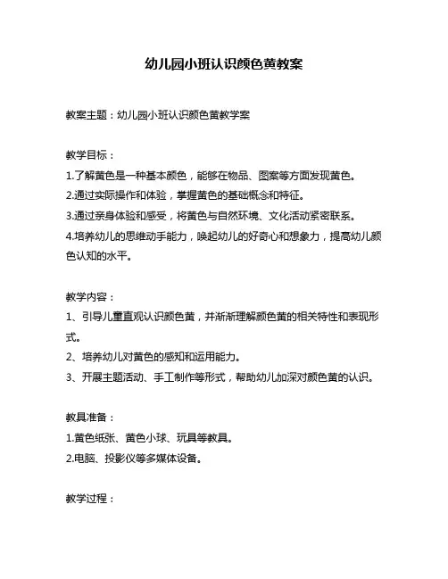 幼儿园小班认识颜色黄教案