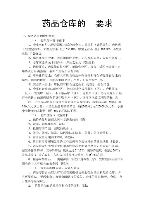 药品仓库的要求