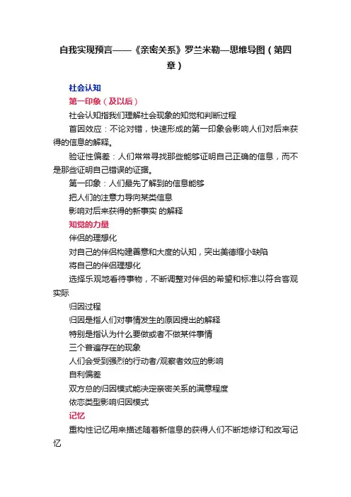自我实现预言——《亲密关系》罗兰米勒—思维导图（第四章）