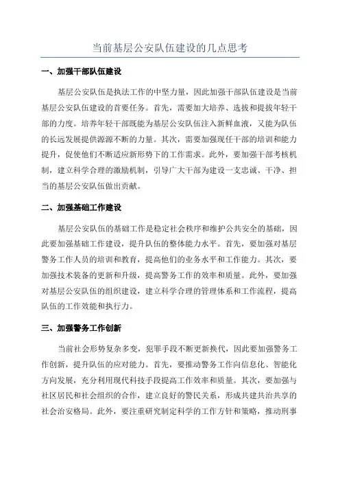 当前基层公安队伍建设的几点思考