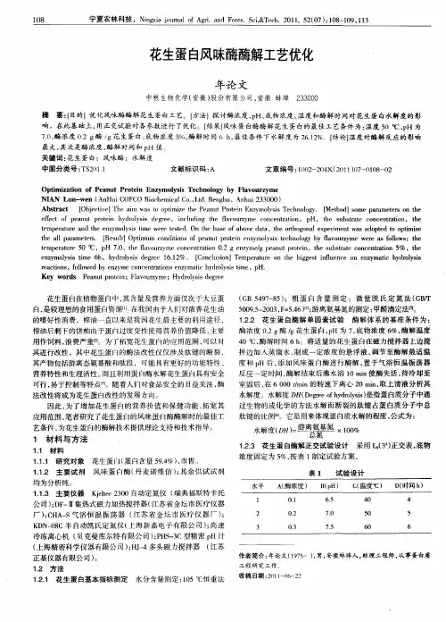 花生蛋白风味酶酶解工艺优化