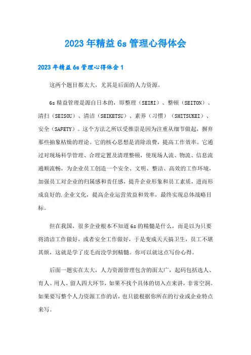2023年精益6s管理心得体会