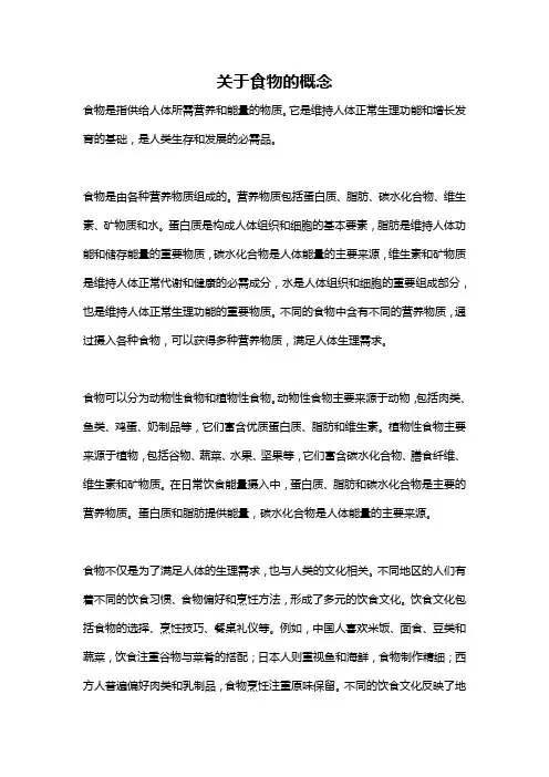 关于食物的概念