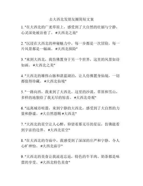 去大西北发朋友圈简短文案