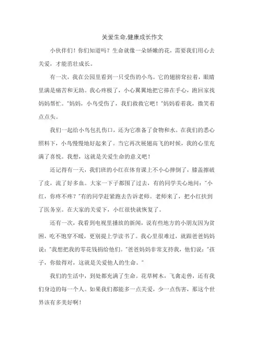 关爱生命,健康成长作文