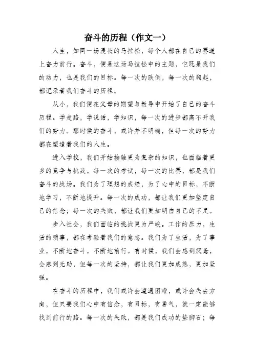 奋斗的历程作文