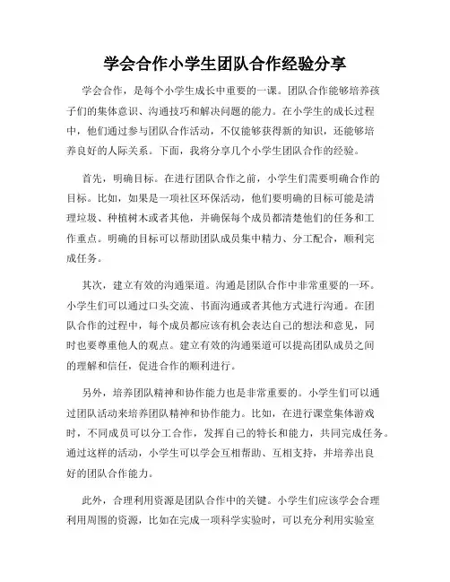 学会合作小学生团队合作经验分享