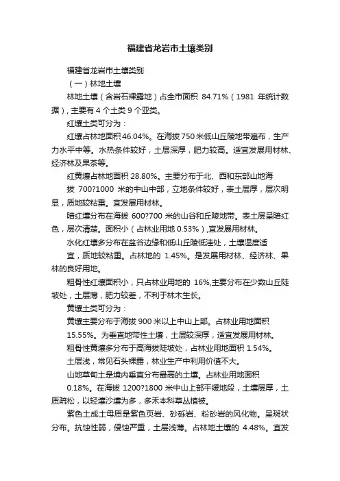 福建省龙岩市土壤类别