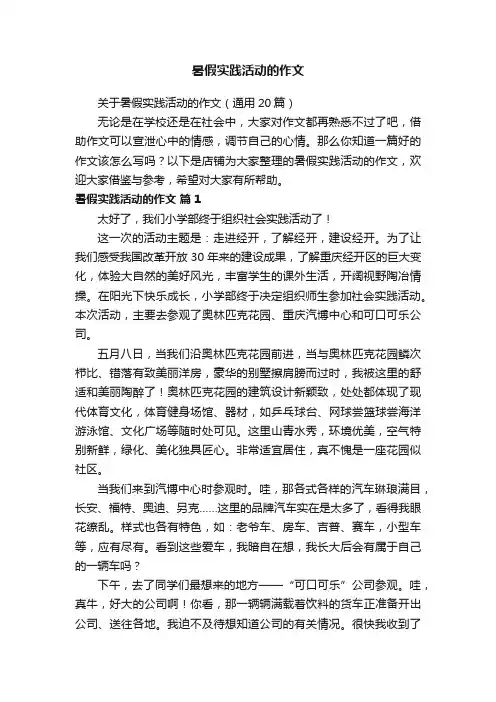 暑假实践活动的作文