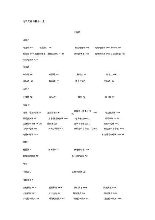 (完整)电气元器件符号大全,推荐文档