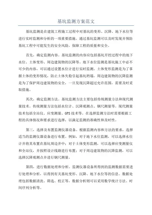 基坑监测方案范文