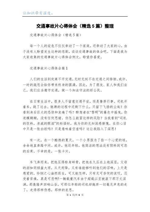 交通事故片心得体会(精选5篇)整理
