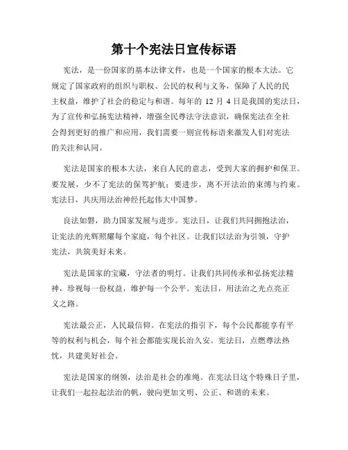 第十个宪法日宣传标语