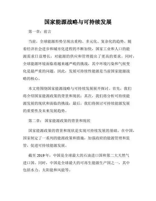 国家能源战略与可持续发展