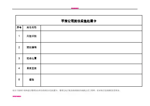 岗位应急处置卡70432