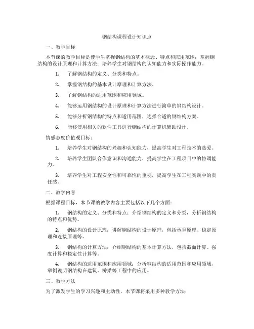钢结构课程设计知识点