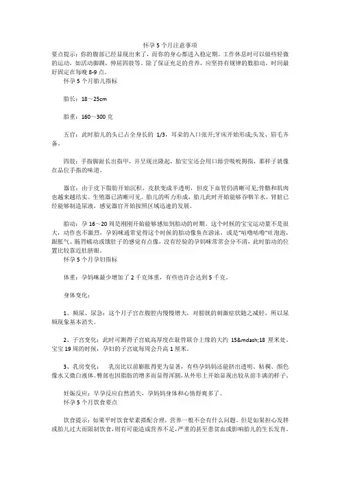 怀孕5个月注意事项
