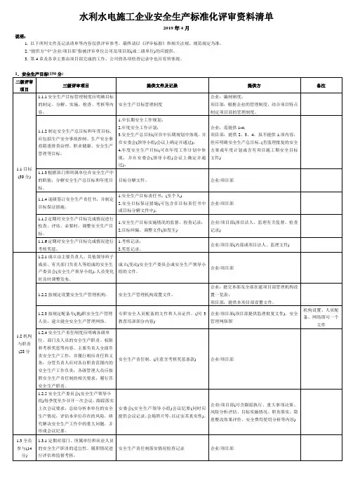 水利水电施工企业安全生产标准化评审资料清单18