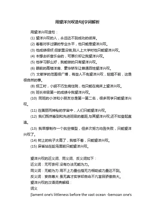 用望洋兴叹造句字词解析