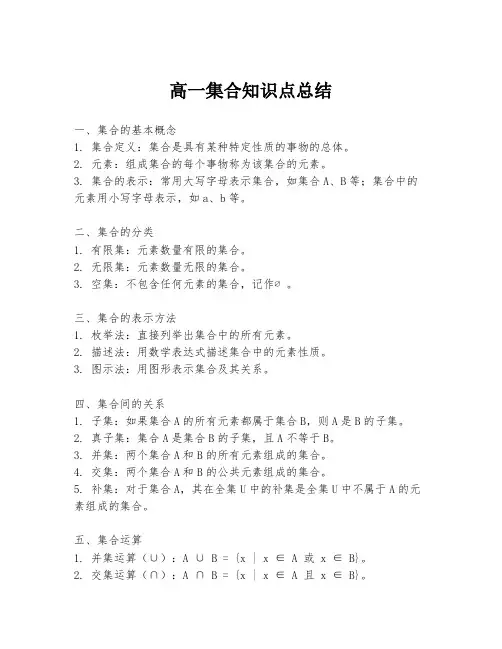 高一集合知识点总结