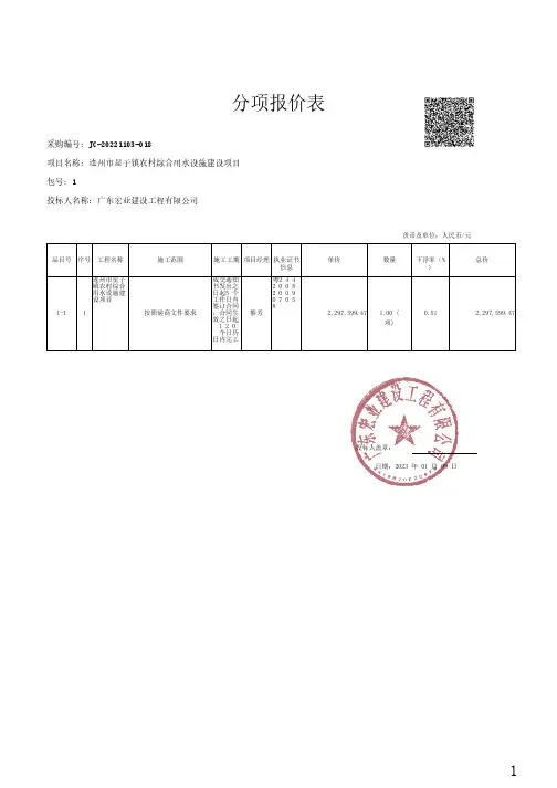 分项报价表
