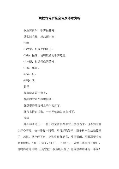 袁枚古诗所见全诗及诗意原文及译文