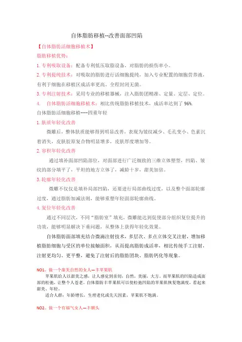 自体脂肪移植--改善面部凹陷