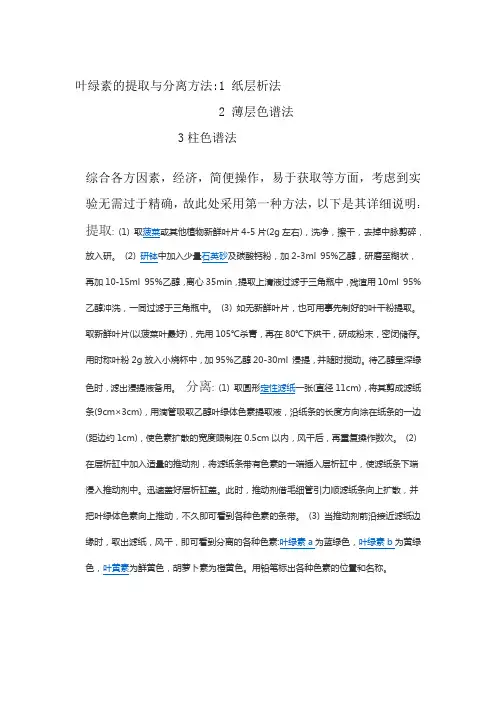 叶绿素的提取