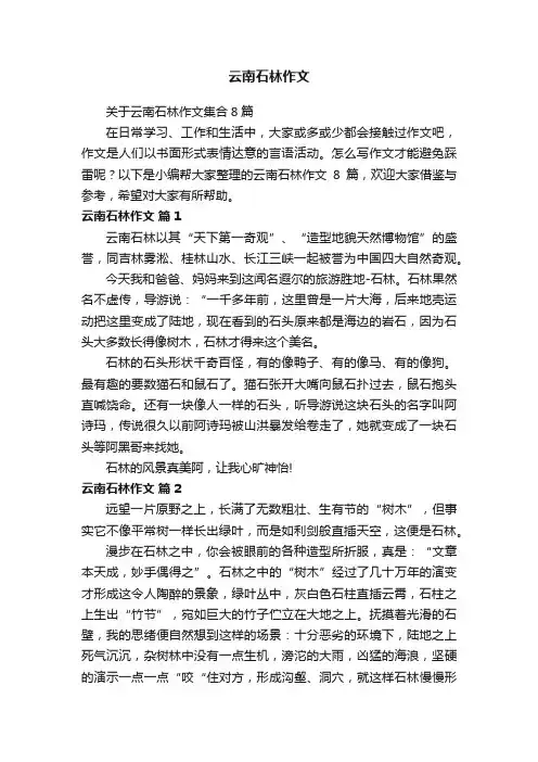 关于云南石林作文集合8篇
