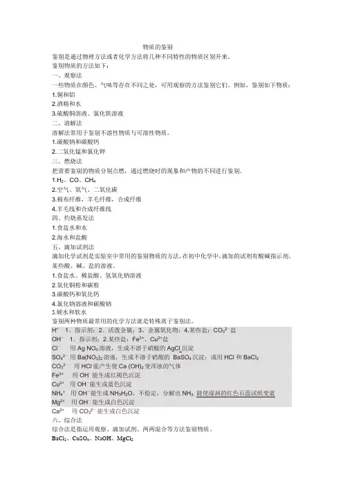 物质的鉴别