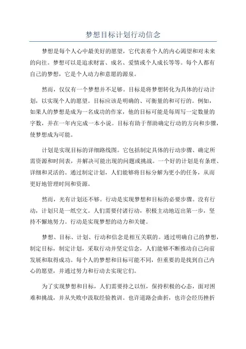 梦想目标计划行动信念