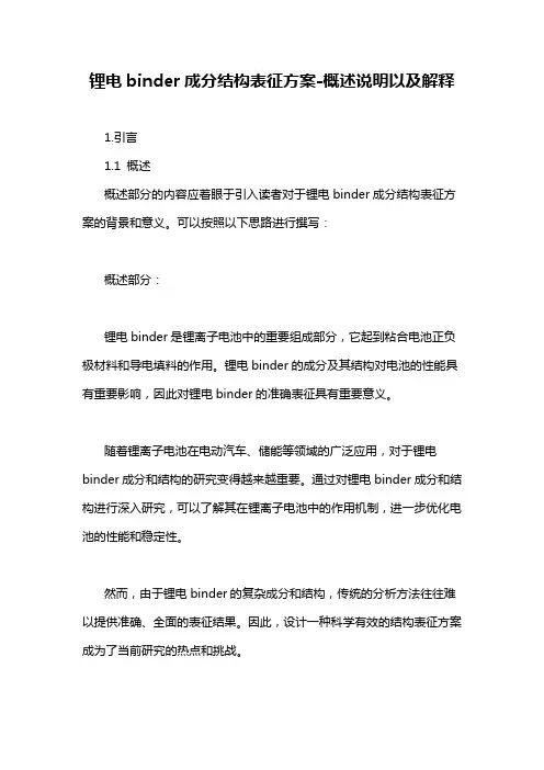 锂电binder成分结构表征方案-概述说明以及解释