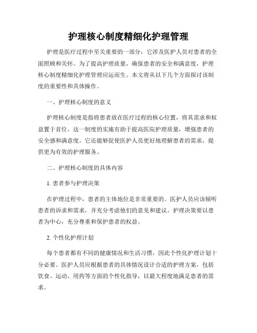 护理核心制度精细化护理管理