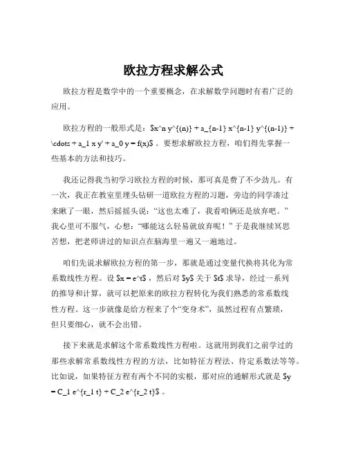 欧拉方程求解公式