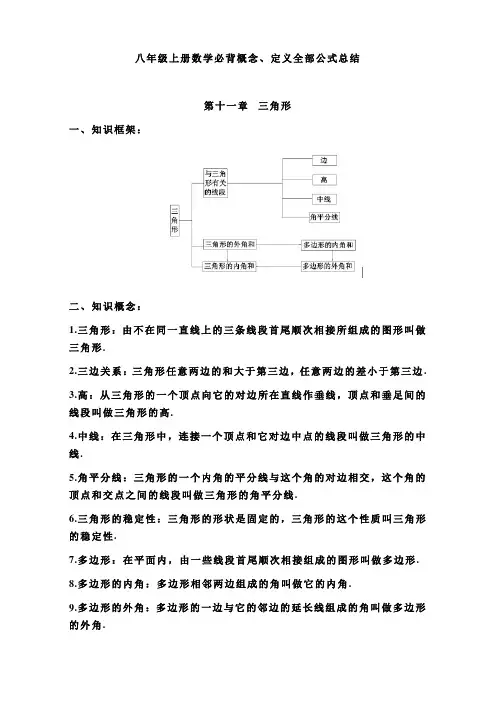 八年级上册数学公式笔记