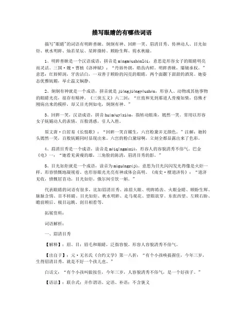 描写眼睛的有哪些词语