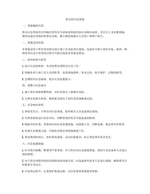 塔吊的应急预案